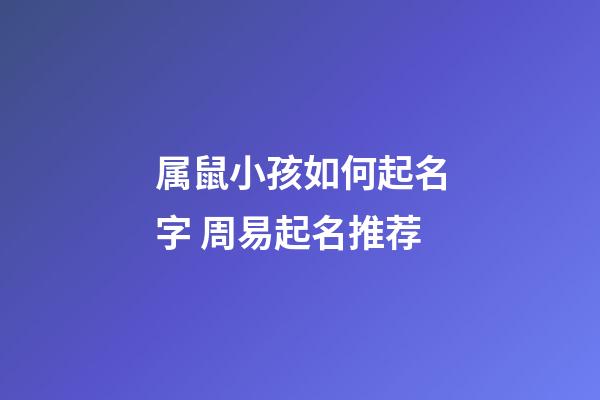 属鼠小孩如何起名字 周易起名推荐